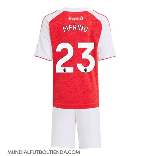 Camiseta Arsenal Mikel Merino #23 Primera Equipación Replica 2025-26 para niños mangas cortas (+ Pantalones cortos)